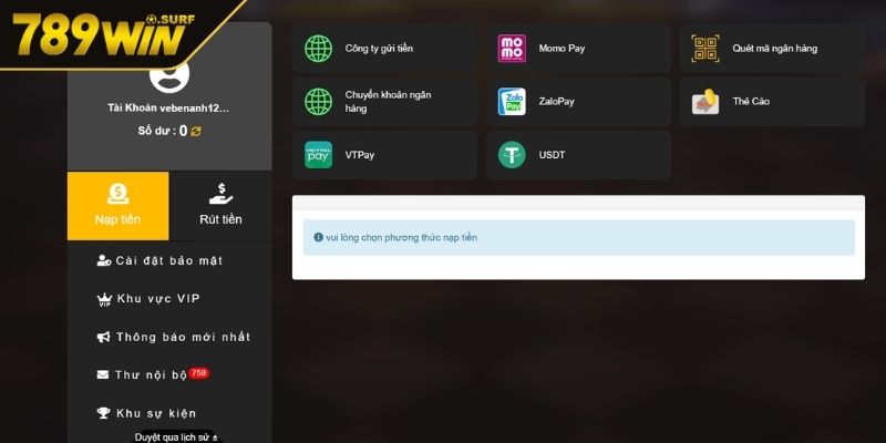 Nạp Và Rút Tiền 789WIN Quy Trình Cùng Lưu Ý Quan Trọng 1 Giới thiệu về hình thức nạp và rút tiền 789WIN thuận tiện